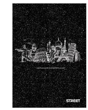 Sešit A5 54 listů, linkovaný Black & White Stavby