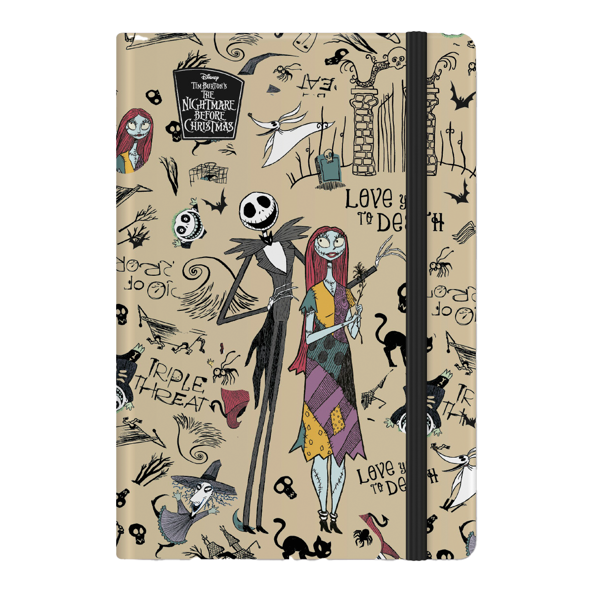 Zápisník s gumičkou, Tim Burton 2, A5, 80 g, 80 listů, linkovaný šedý