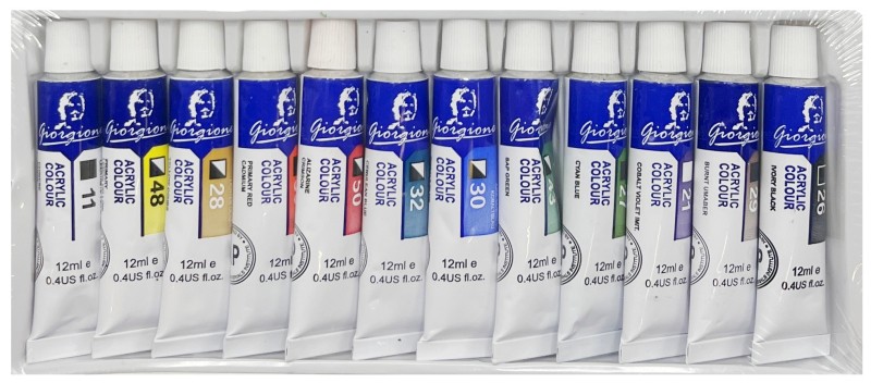 Akrylové bvarvy 12 ml, 12 barev Giorgione