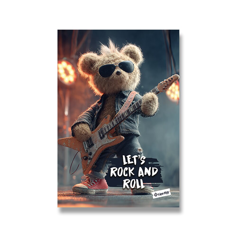 Sešit MAR-MAR Premium Teddy Bear - A4, linkovaný - LET'S ROCK...