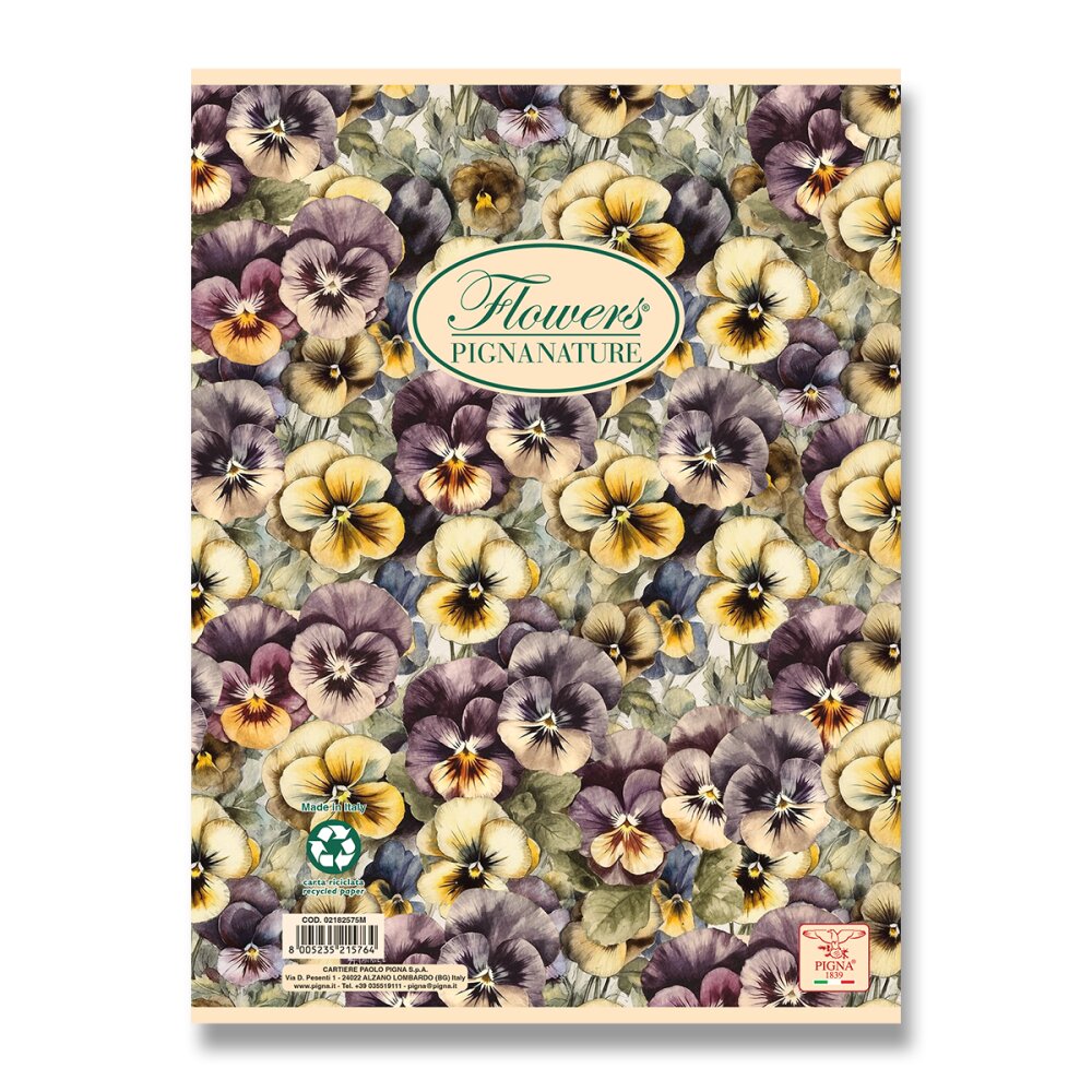 Kroužkový blok Pigna Nature Flowers - A5, čtverečkovaný, 60 listů 