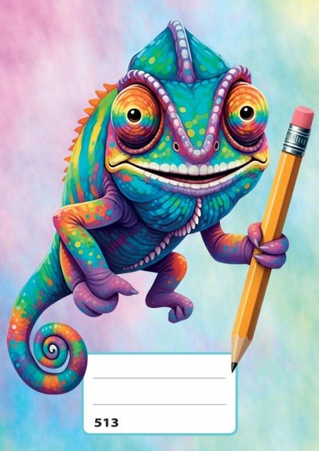 Školní sešit 513 - A5, linkovaný, 10 listů - Chameleon