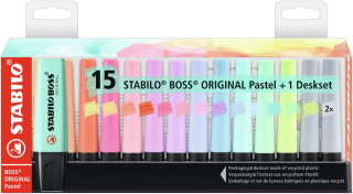 Zvýrazňovač - STABILO BOSS ORIGINAL Pastel - 15 ks deskset