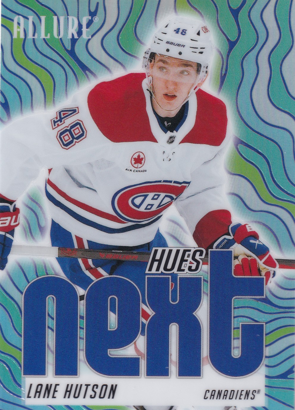 Lane Hutson - 2025/26 UD Allure Hockey - Hues Next? Blue Parallel - #HN-15
