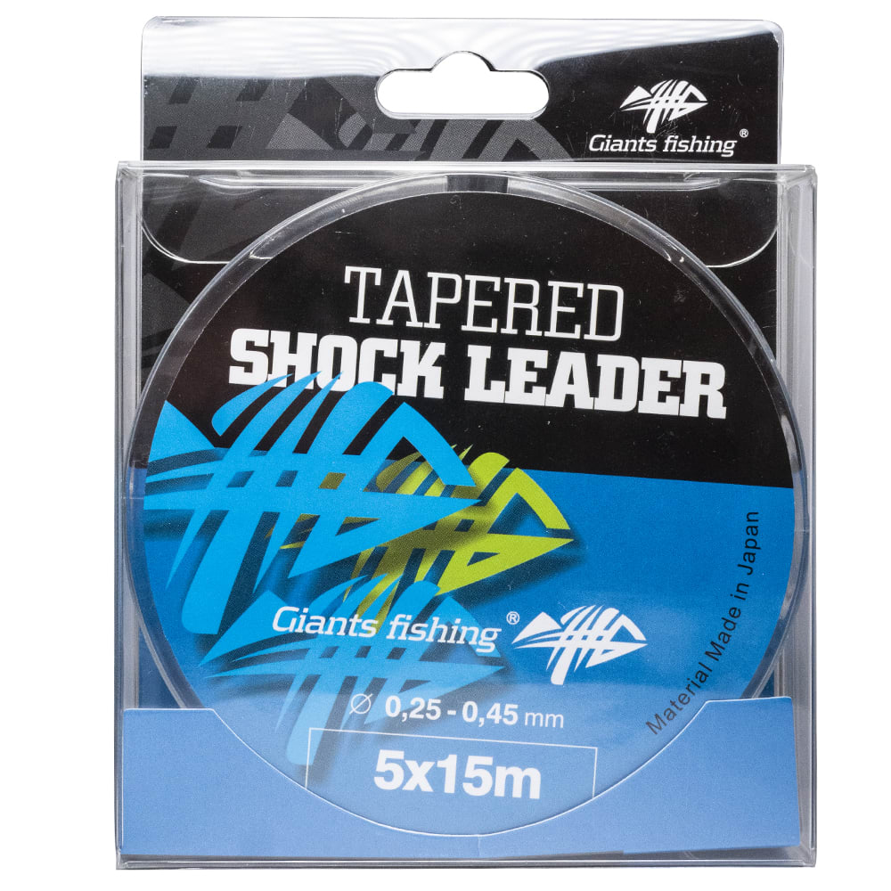 GIANTS FISHING UJÍMANÝ ŠOKOVÝ VLASEC TAPERED SHOCK LEADER 5 X 15 M / 0,26 - 0,57