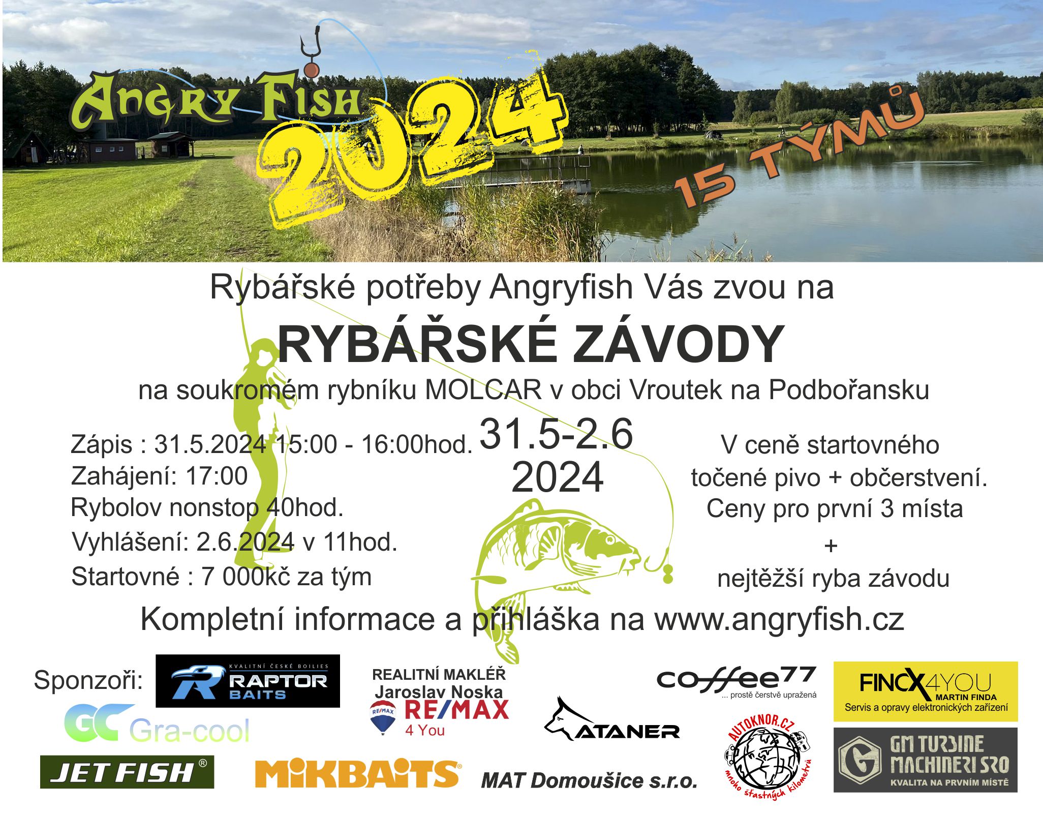 Rybářské závody 2024 startovné k zakoupení od 8.11.2023