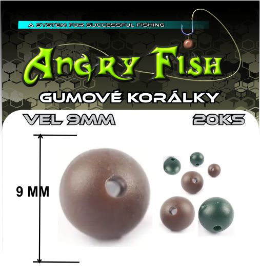 GUMOVÉ KORÁLKY HNĚDÉ + ZELENÉ 9MM 20 KS