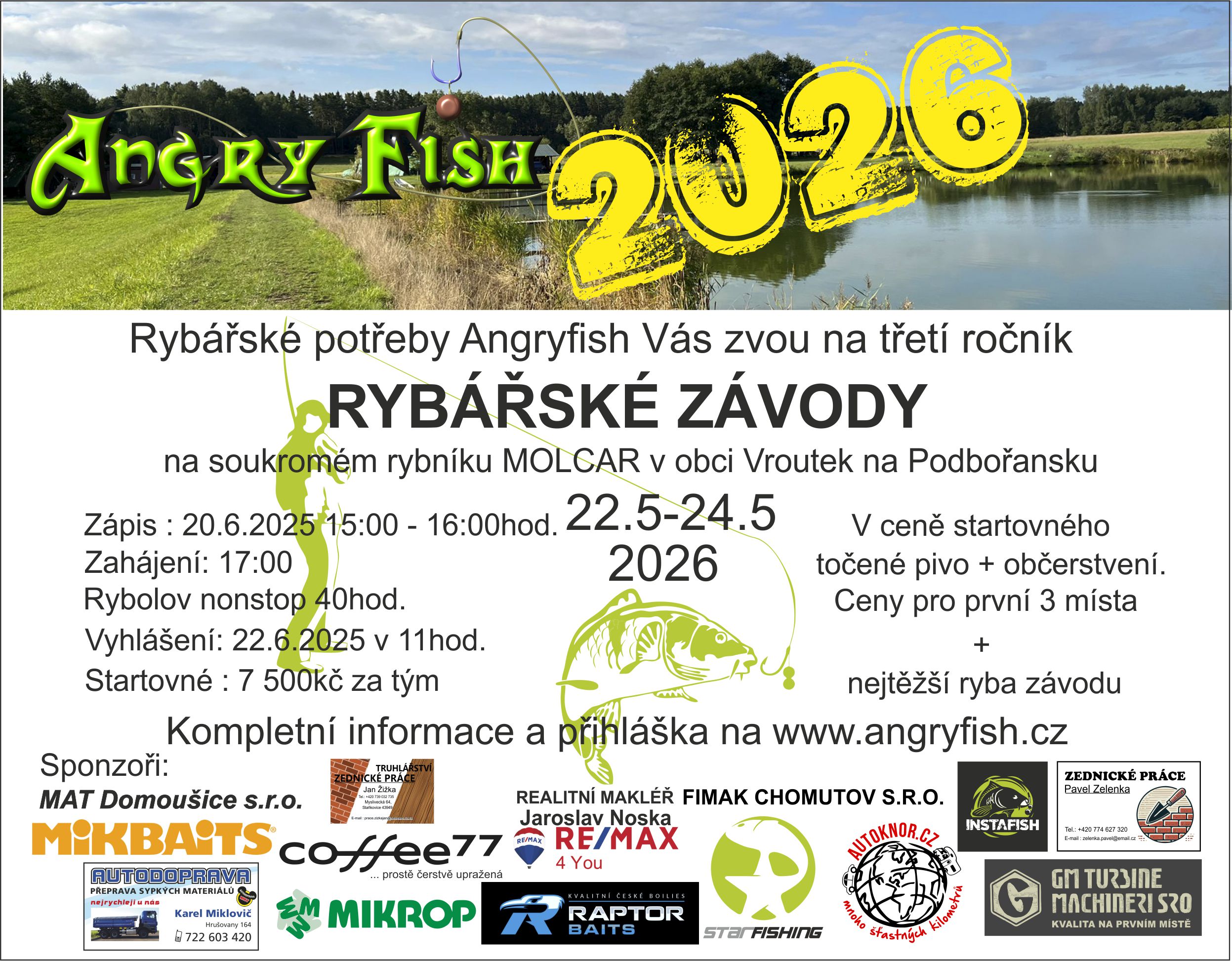 Rybářské závody 2026 startovné k zakoupení od 25.10.2025