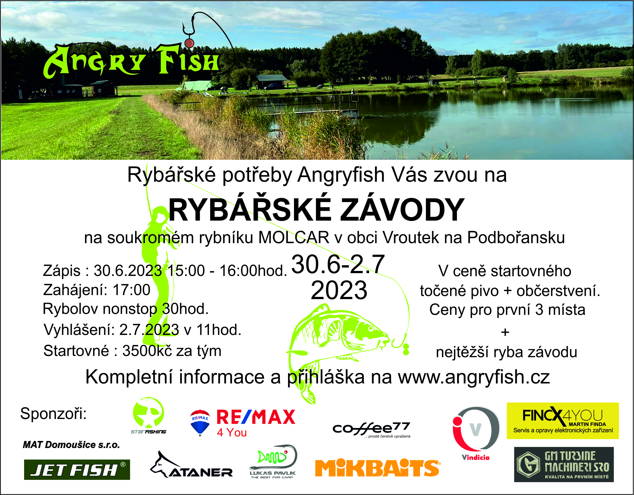 Rybářské závody 2023 startovné k zakoupení 