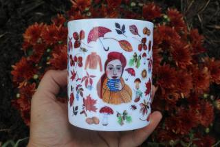 Hrnek porcelánový podzimní holka