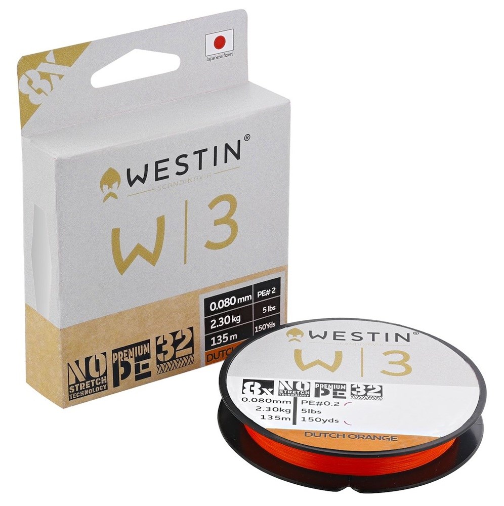Westin Pletená Šňůra W3 8-BRAID DUTCH ORANGE / 0,235 mm / 12,3 kg / 135m