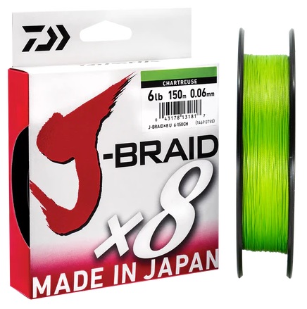 DAIWA Pletená Šňůra J-BRAID X8 CHARTREUSE / 0,22 mm / 150m / 17 kg