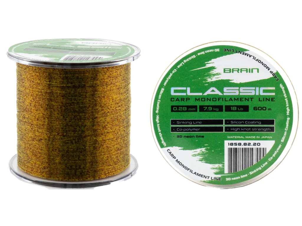 BRAIN VLASEC CARP LINE 3D NEONLIME / 600 m / 0.30 mm / 8,8 kg