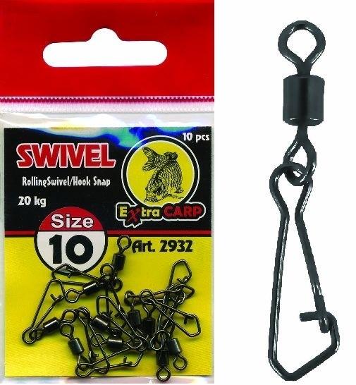 EXTRA CARP ROLLING SWIVEL/HOOK SNAP OBRATLÍK S KARABINOU VEL. 20 / 10 ks