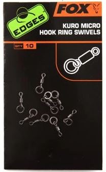 Fox Mikro Obratlík Edges Kuro Micro Hook Ring Swivels 10 ks