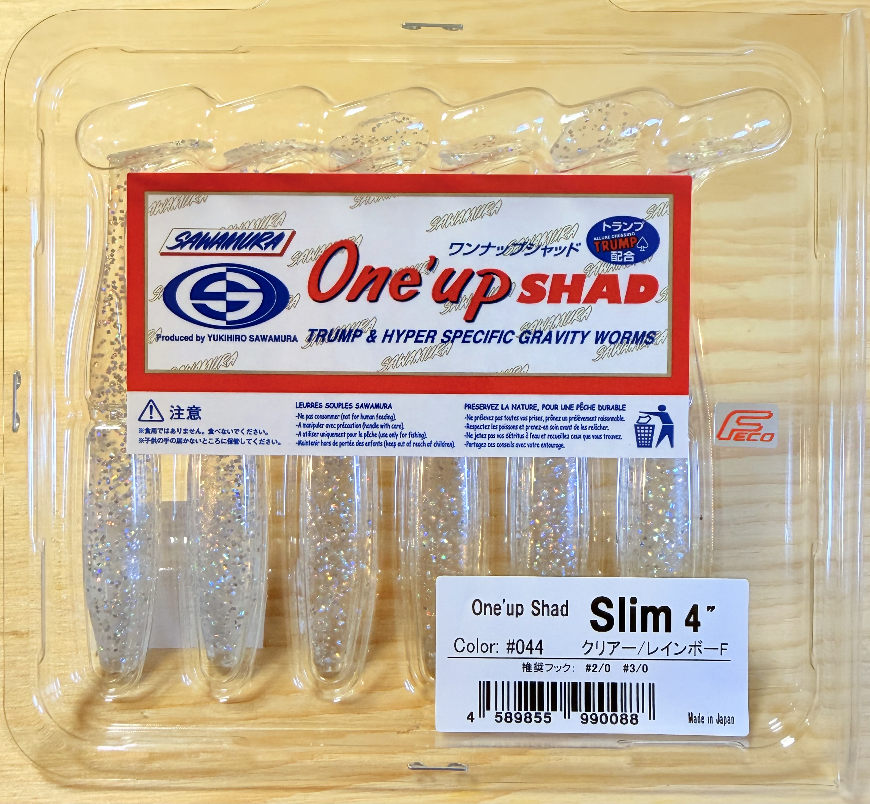 Gumové nástrahy Sawamura One Up Shad Slim 4" 8,4cm / (6ks) / #044 Clear Rainbow