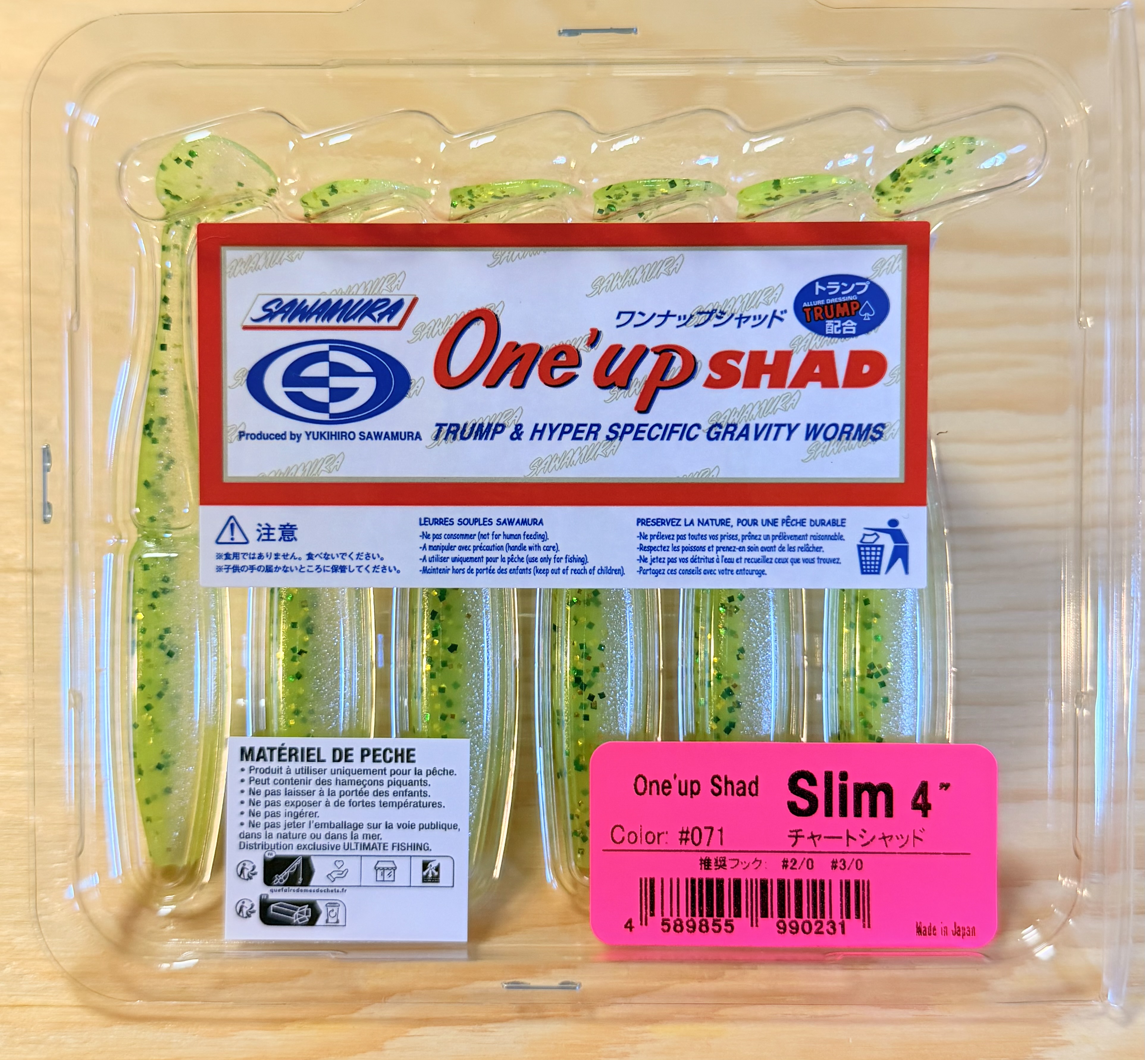 Gumové nástrahy Sawamura One Up Shad Slim 4" 8,4cm / (6ks) / #071 Yellow Chart