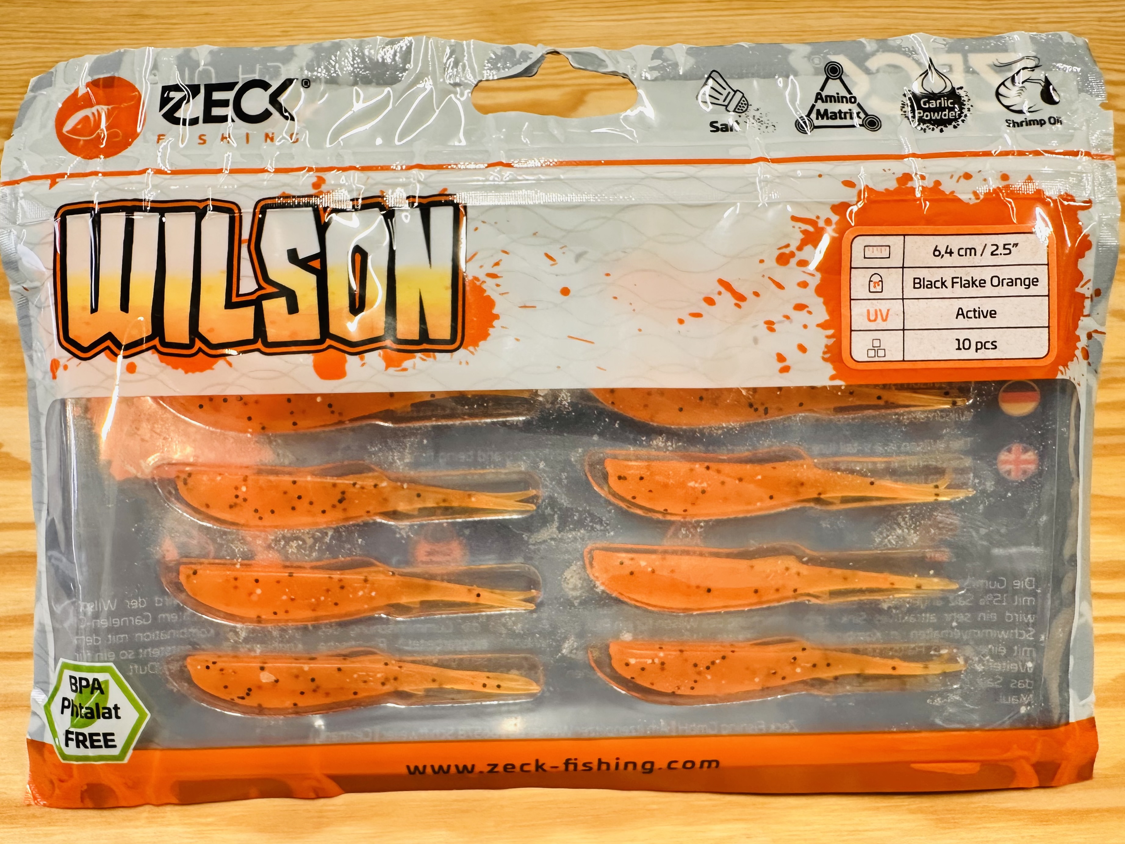 ZECK GUMOVÉ NÁSTRAHY WILSON 2,5" / BLACK FLAKE ORANGE / 6,4 cm / 10 ks
