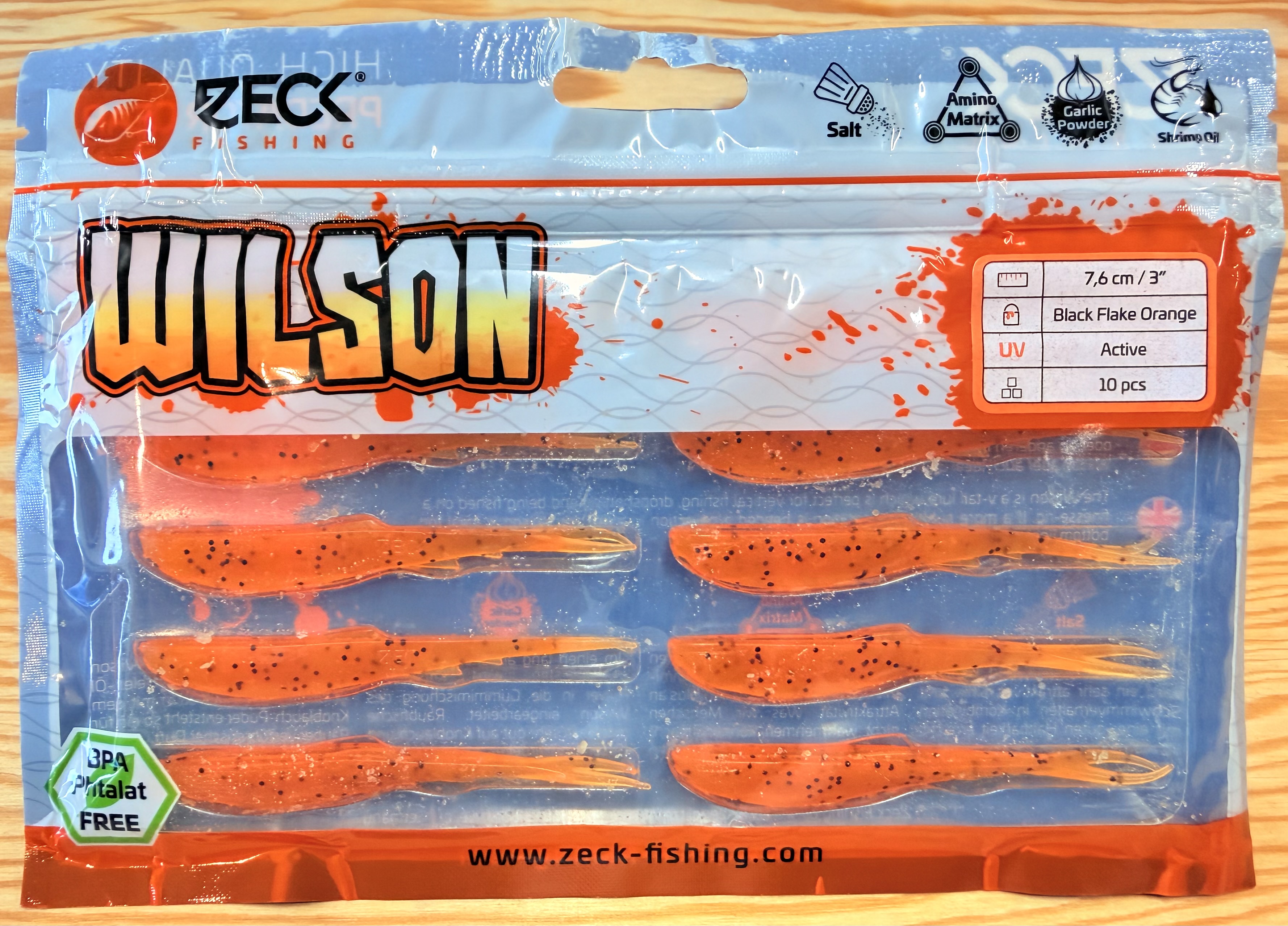 ZECK GUMOVÉ NÁSTRAHY WILSON 3" / BLACK FLAKE ORANGE / 7,6 cm / 10 ks