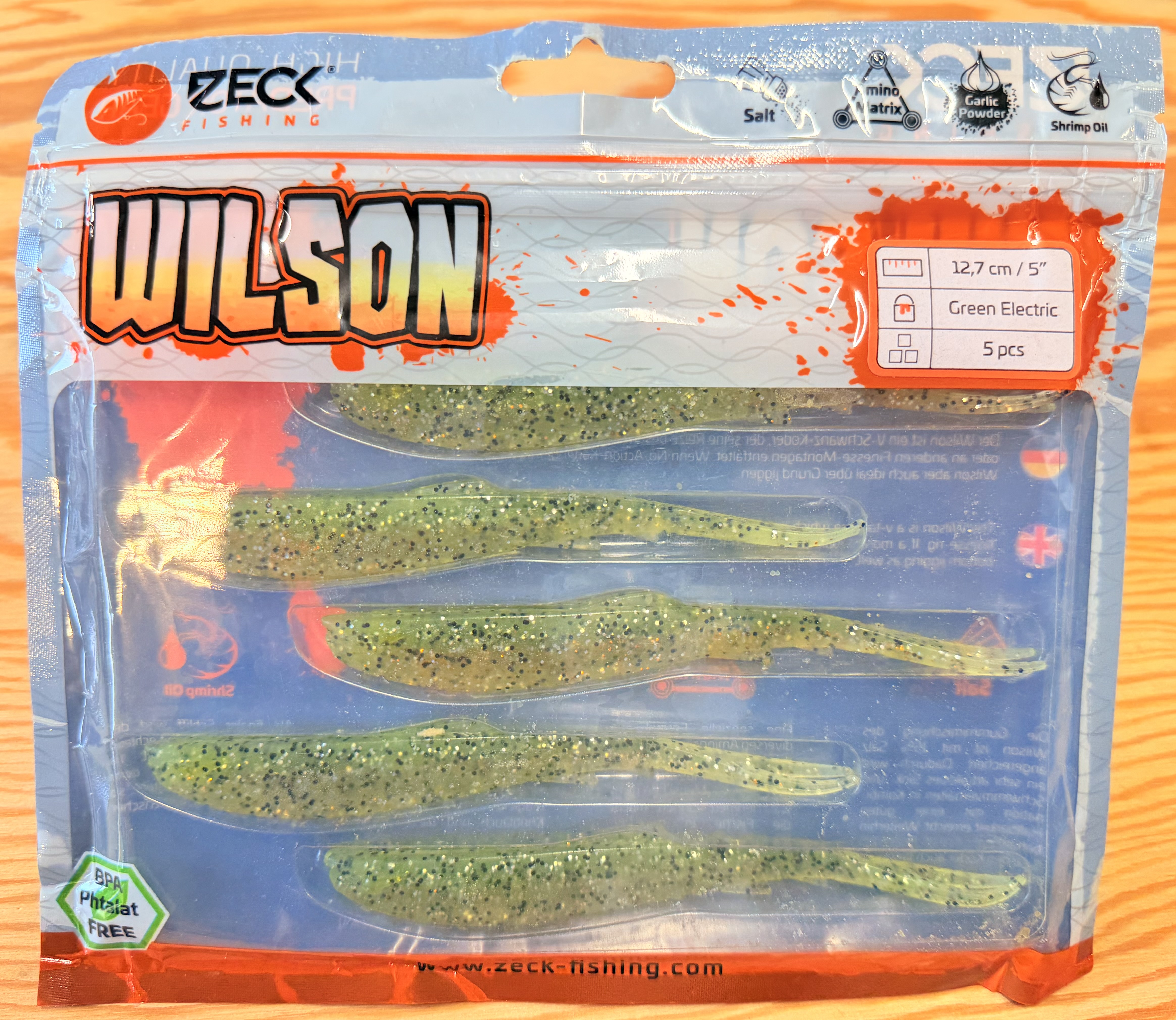 ZECK GUMOVÉ NÁSTRAHY WILSON 5" / GREEN ELECTRIC / 12,7 cm / 5 ks
