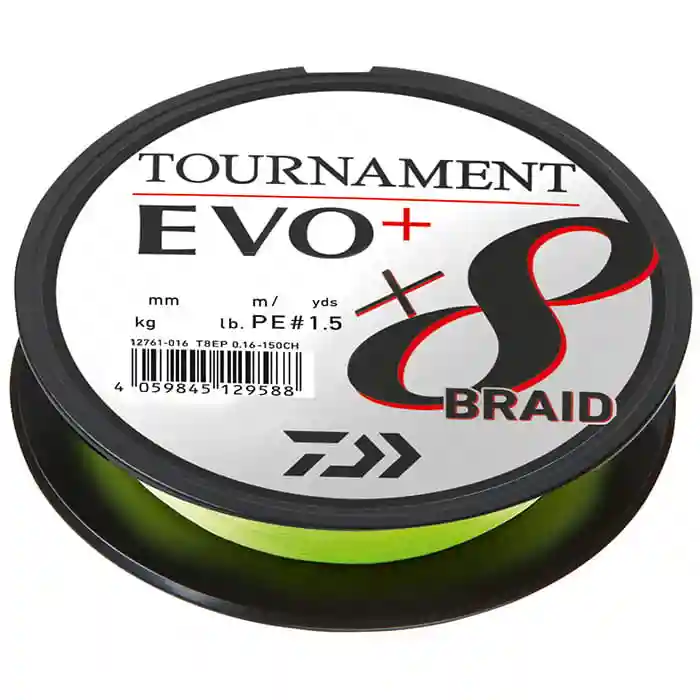 DAIWA splétaná šňůra TOURNAMENT X8 EVO+ 0,08 mm / 270 m / CHARTREUSE 