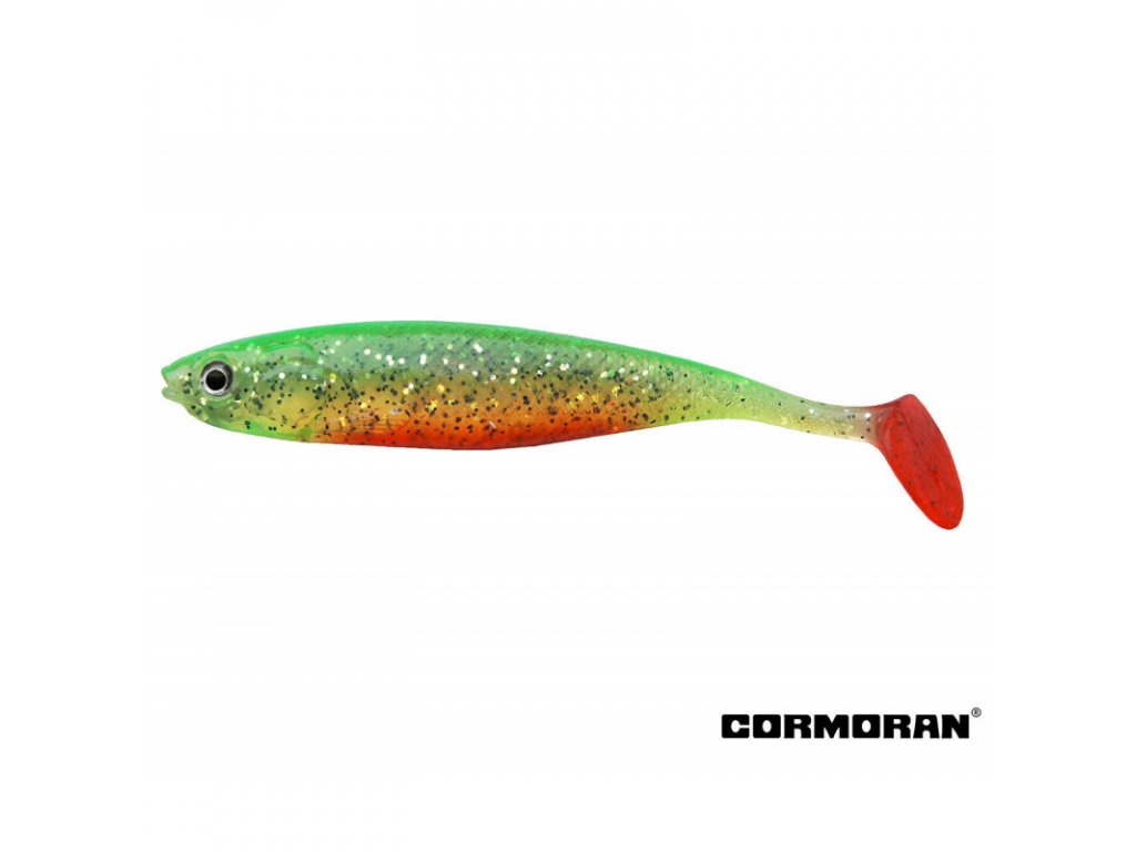 GUMOVÉ NÁSTRAHY CORMORAN ACTION FIN SHAD GREEN TIGER 13 CM / 2KS