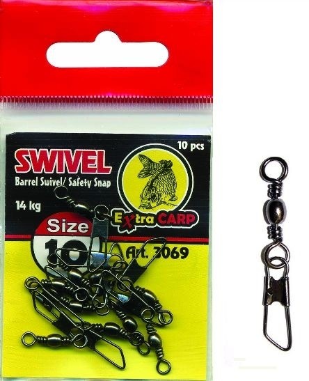 EXTRA CARP SWIVEL BARREL / SAFFETY SNAP OBRATLÍK S KARABINOU VEL. 20 / 10 ks