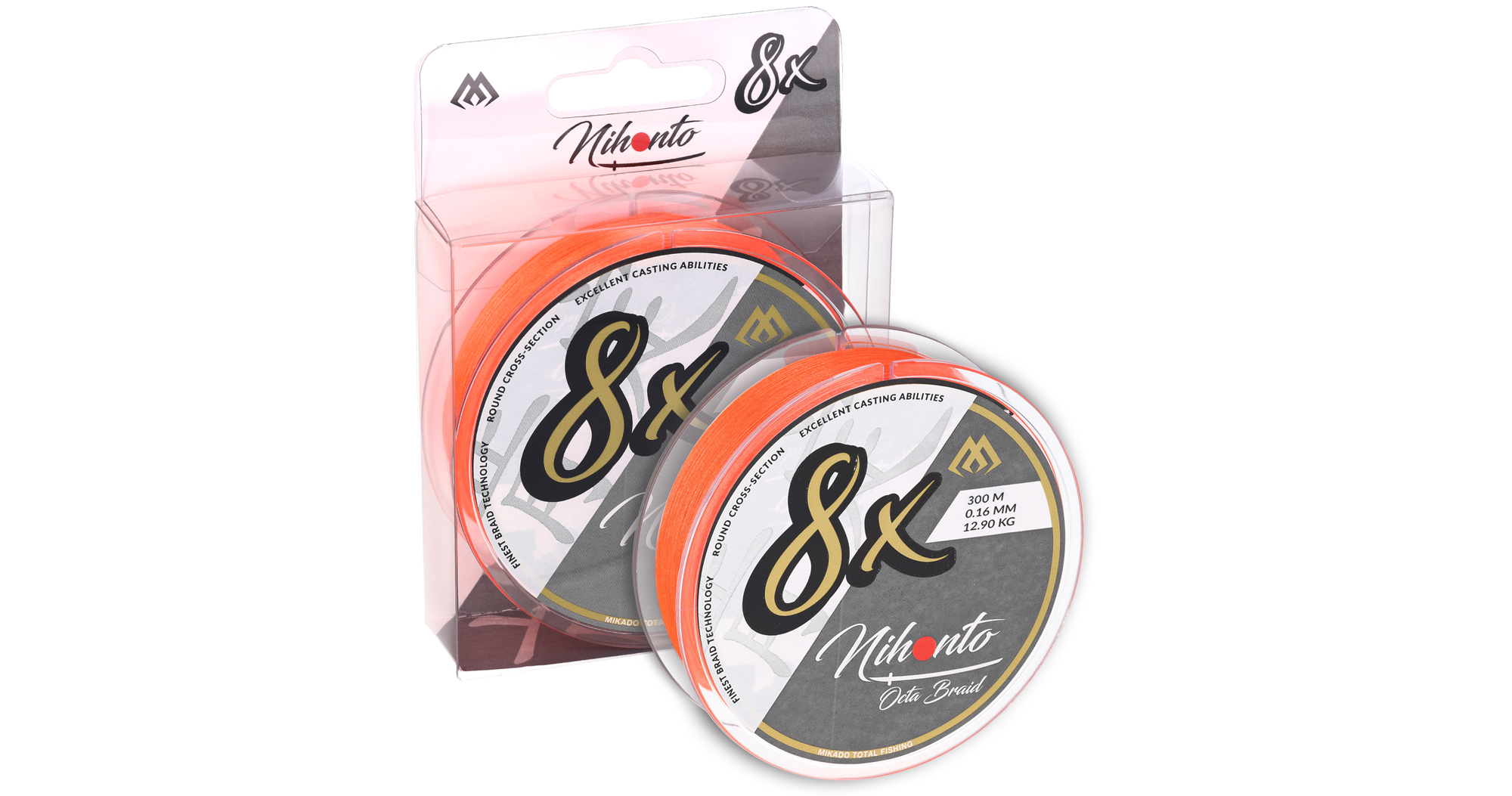 PLETENÁ ŠŇŮRA - MIKADO NIHONTO OCTA BRAID - 0.4mm/39.8kg/300m - FLUO/ORANŽOVÁ