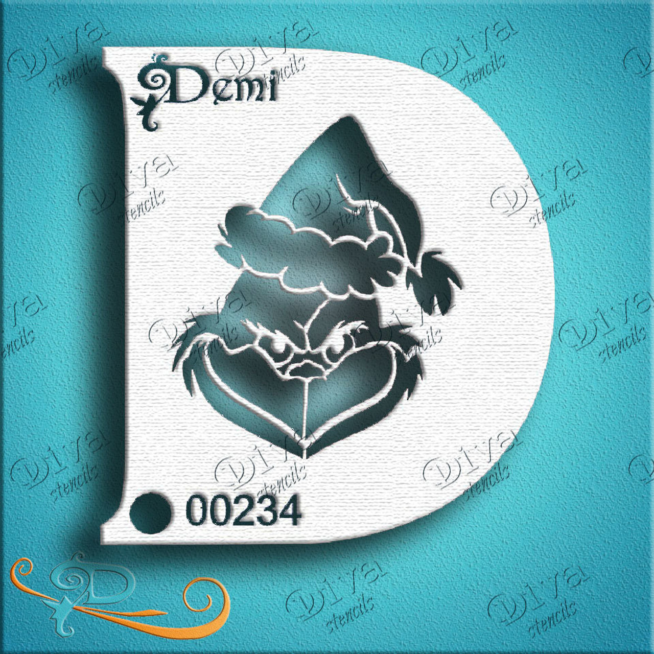 Demi Grinch Face     D0234  Diva Stencil