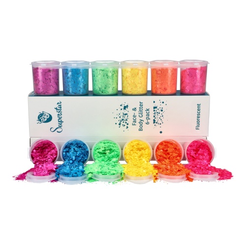 Superstar Fluorescent Chunky Glitter Mix 6-pack 130 ml