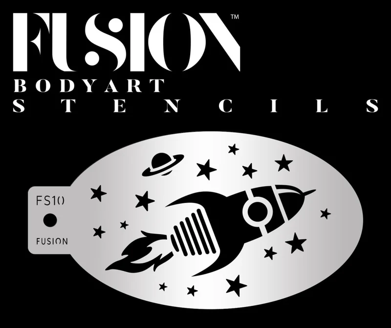 Blast Off Spaceship & Stars Face Paint Stencil - FS10