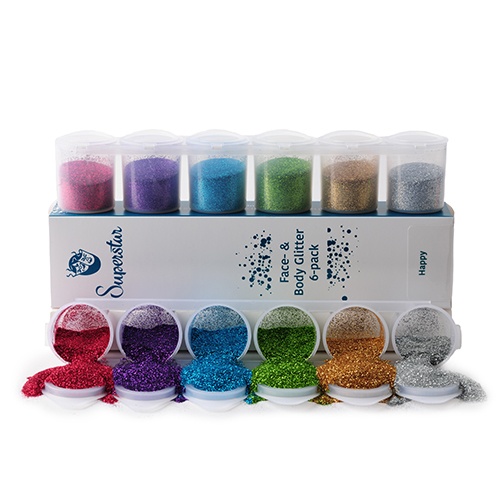 Superstar Happy Fine Glitter Mix 6-pack 90 ml