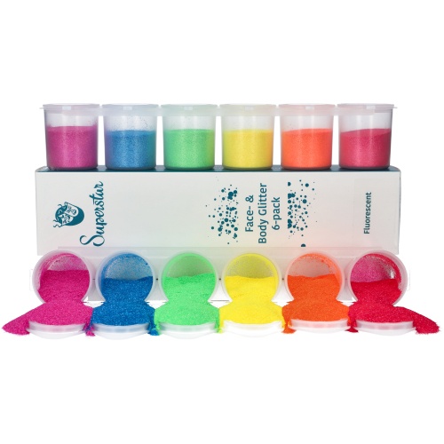 Superstar Fluorescent Fine Glitter Mix 6-pack 90 ml