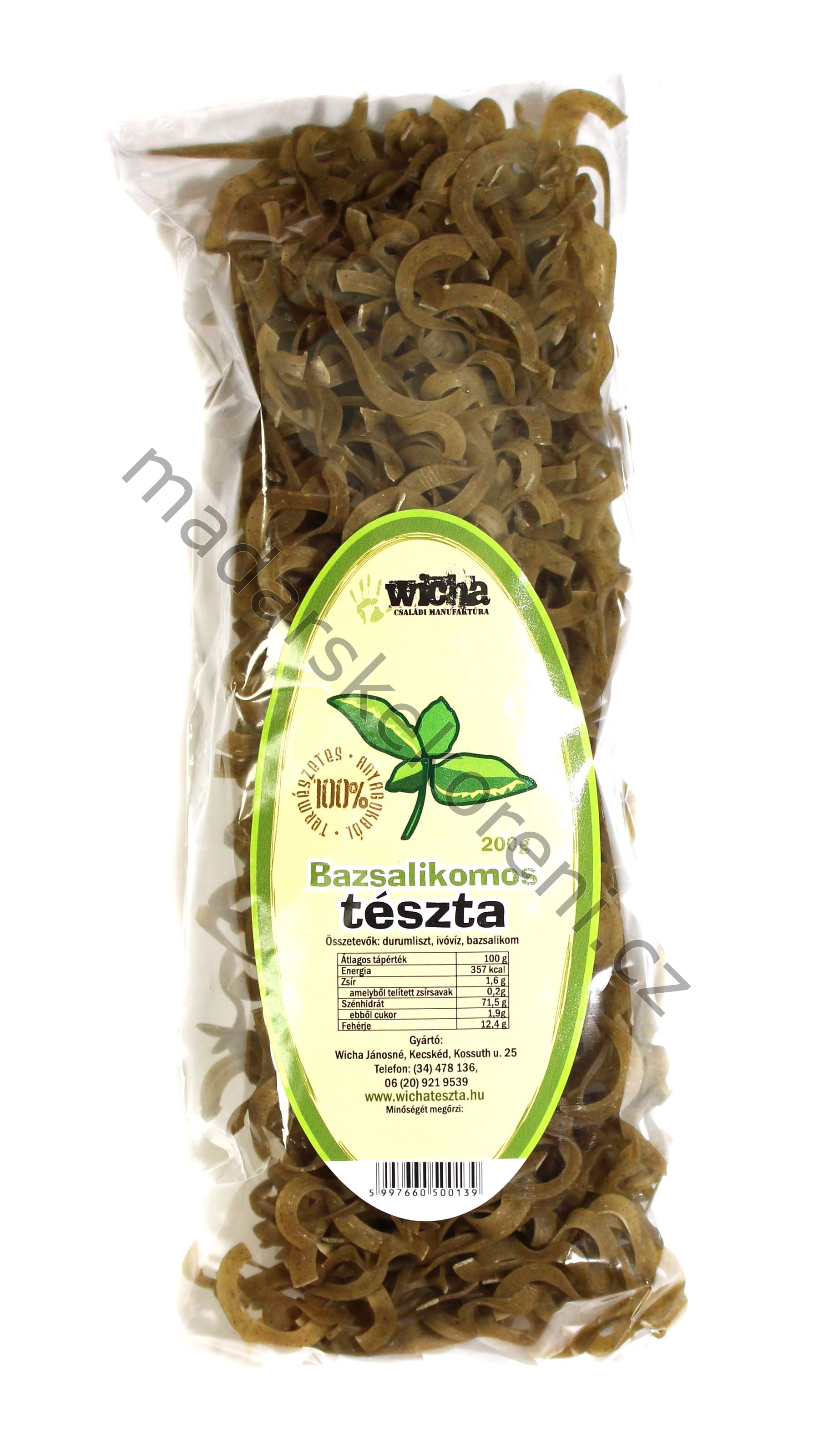 Vruty těstoviny s bazalkou - 200g  Min.trv.:05.08.2026