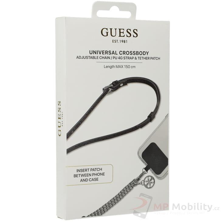 Guess Crossbody popruh PU 4G Chain with Charm Silver/Black
