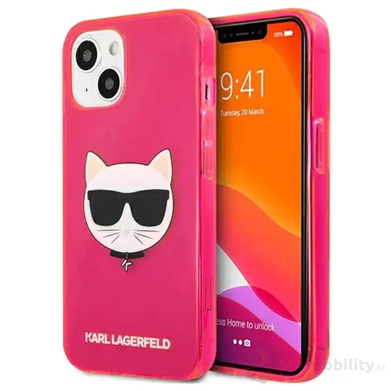 Pouzdro na iPhone 13 mini Karl Lagerfeld Choupette - růžové