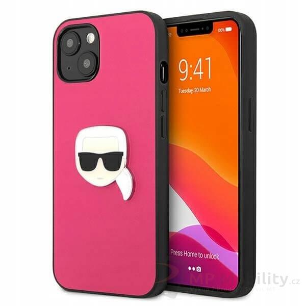Karl Lagerfeld PU Leather Karl Head Kryt pro iPhone 13 mini Pink
