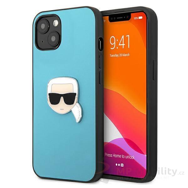 Karl Lagerfeld PU Leather Karl Head Kryt pro iPhone 13 mini Blue