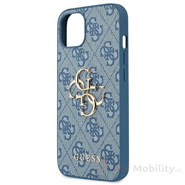 Guess PU 4G Metal Logo Zadní Kryt pro iPhone 13 mini Blue