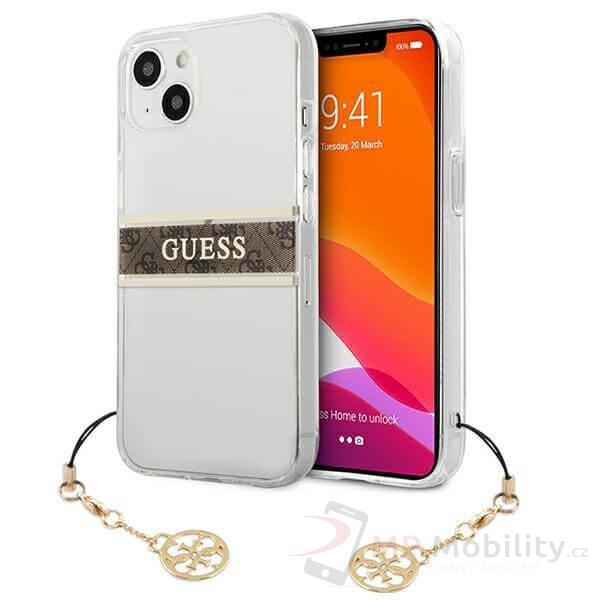 Guess PC/TPU 4G Brown Stripe Zadní Kryt pro iPhone 13 mini Transparent