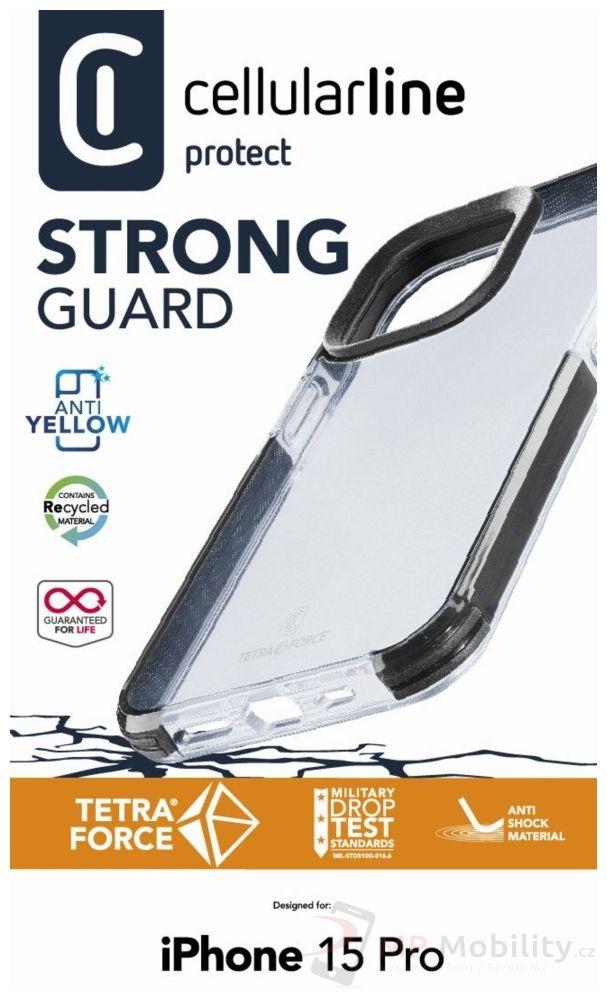 Kryt na mobil CellularLine Tetra Force Shock-Twist na Apple iPhone 15 Pro - černý/průhledný