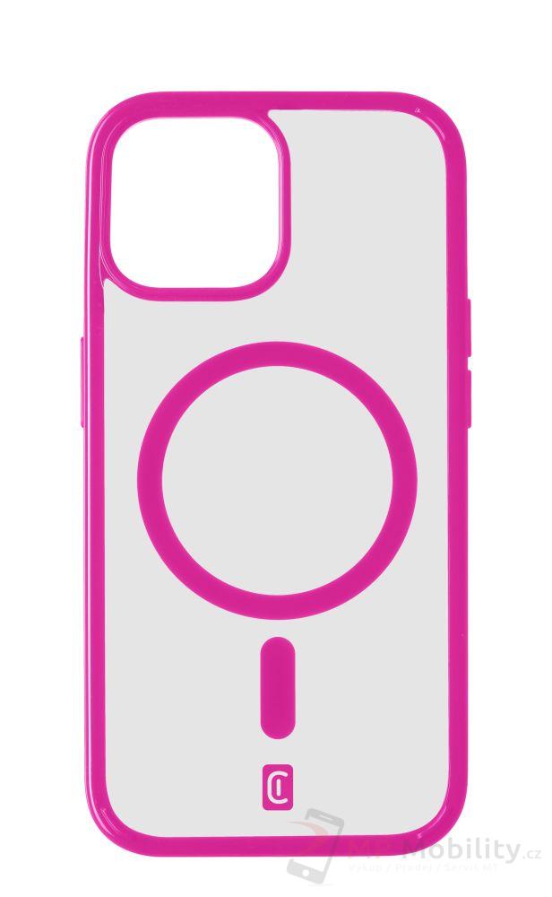 Zadní kryt Cellularline Pop Mag s podporou Magsafe pro Apple iPhone 15 Pro Max, čirý / růžový