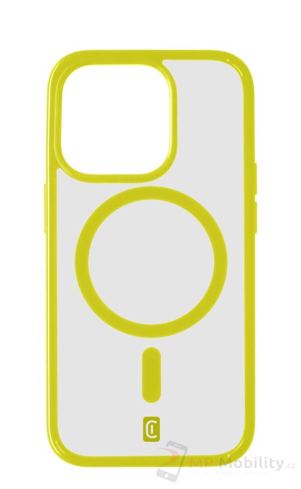 Zadní kryt Cellularline Pop Mag s podporou Magsafe pro Apple iPhone 15 Pro Max, čirý / žlutý
