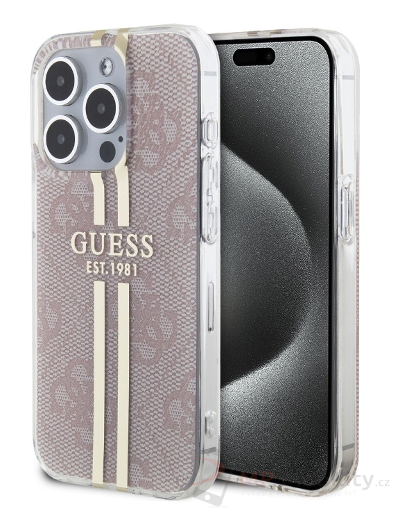 Guess IML 4G Gold Stripe kryt iPhone 15 Pro Max