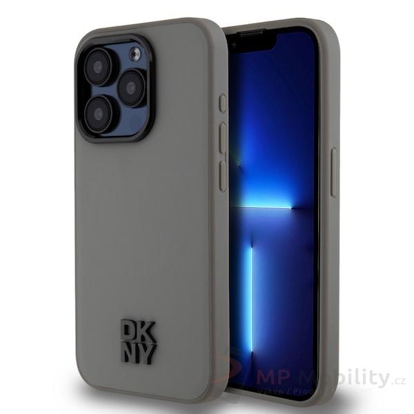 Kryt DKNY PU Leather Stack Logo Magsafe pro iPhone 15 Pro Max šedý