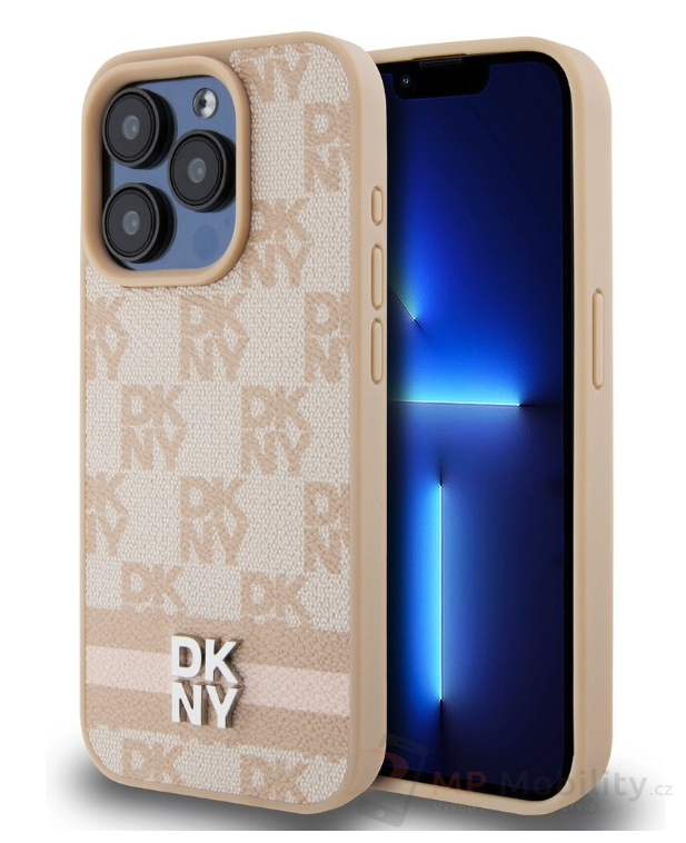 DKNY PU Leather Checkered Pattern and Stripe kryt iPhone 15 Pro Max