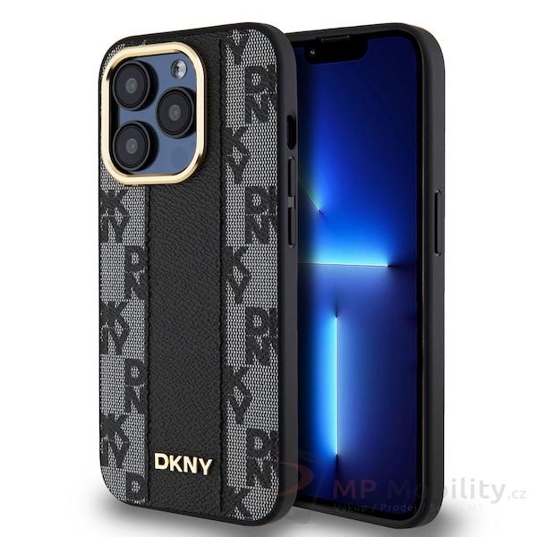 DKNY PU Leather Checkered Pattern Magsafe pro iPhone 15 Pro Max černý