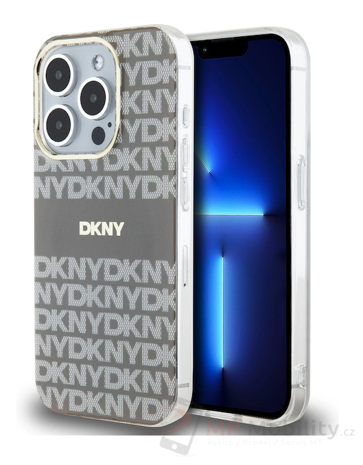 DKNY PC/TPU Repeat Pattern Tonal Stripe Magsafe Zadní Kryt pro iPhone 15 Pro Max Beige