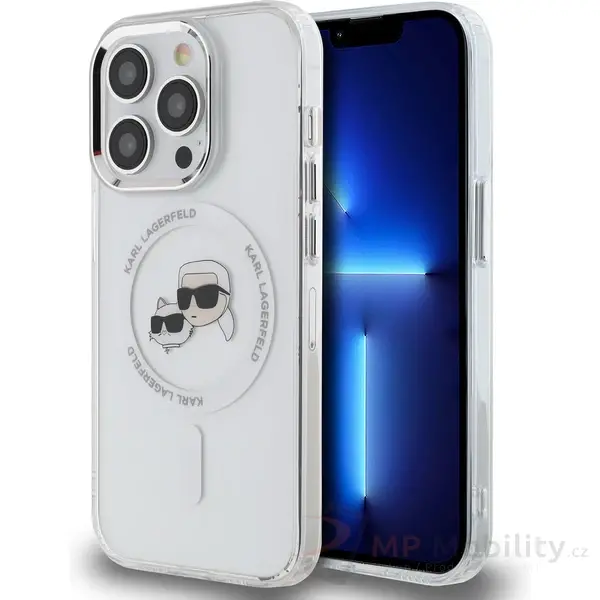 Karl Lagerfeld IML K&CH Heads Metal Frame MagSafe kryt iPhone 15 Pro Max čirý