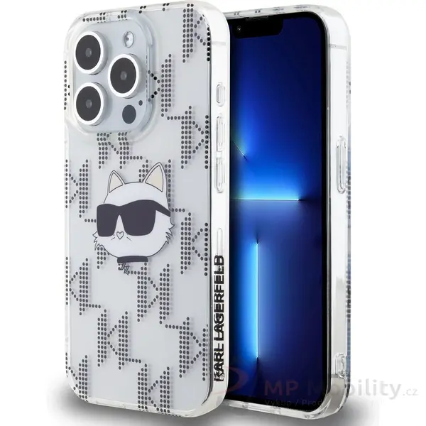 Karl Lagerfeld IML Electroplated Choupette Head zadní kryt iPhone 15 Pro Max čirý
